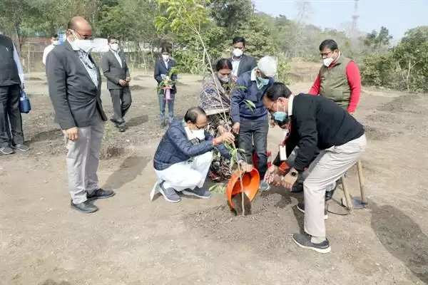 CM चौहान ने गुलमोहर और मौलश्री के पौधे लगाए